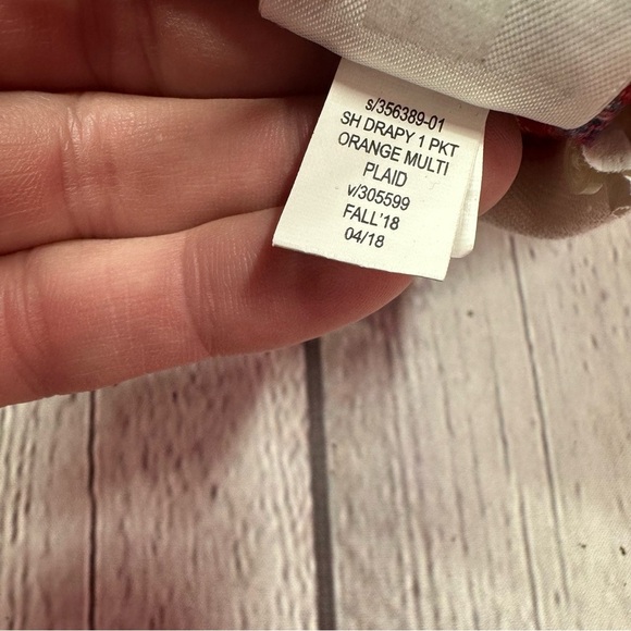 GAP orange Blue Plaid flannel Shirt sz womens large cotton blend winter fall - Picture 8 of 8